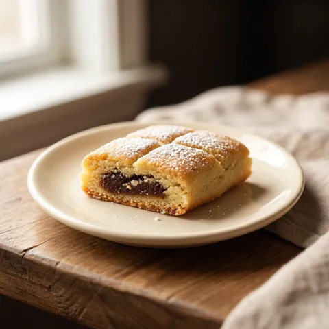 A diamond-cut Makroud cookie with a golden semolina crust.